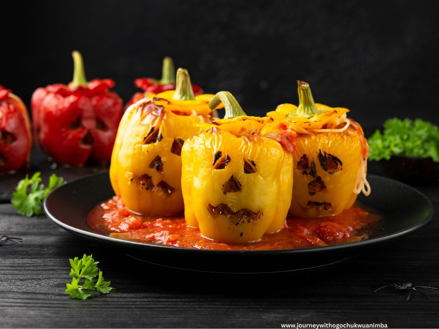 Jack-O’-Lantern Stuffed Peppers