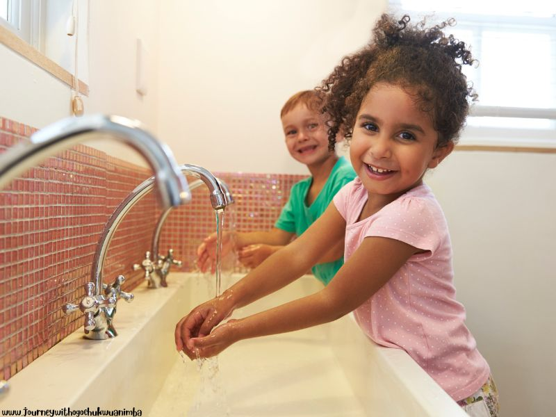 Wash hands regularly for Good Habits For Kids At Home