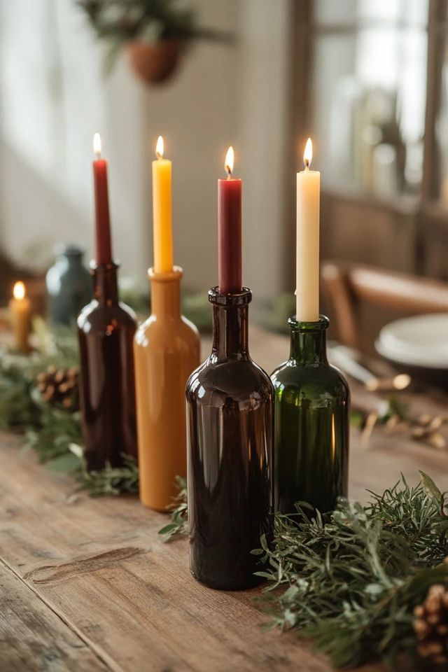 Wine Bottle Candle Holders for Halloween Crafts