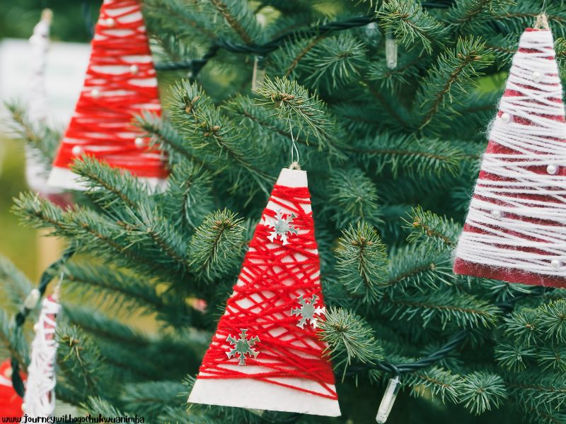 Yarn Trees for DIY Christmas Ornaments