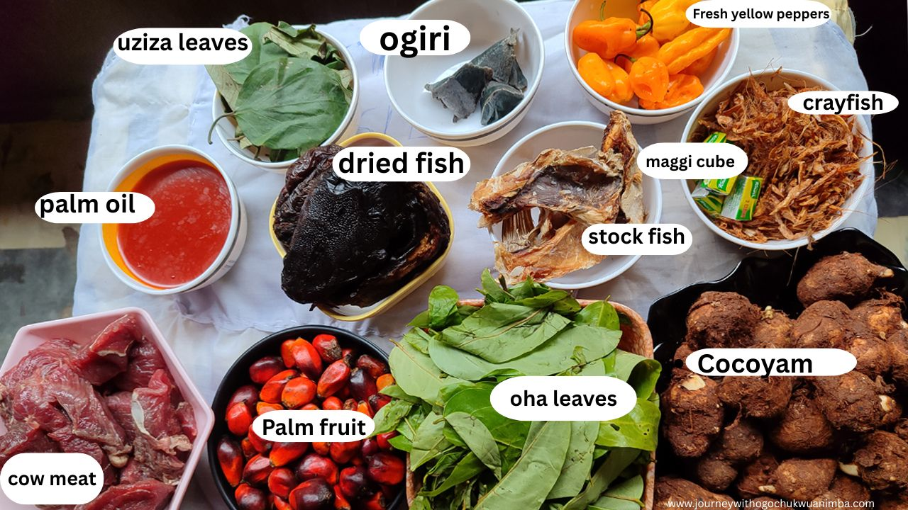 ingredients for Oha Soup