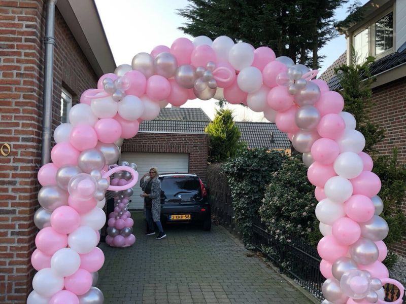 Pink and White Balloon Arch