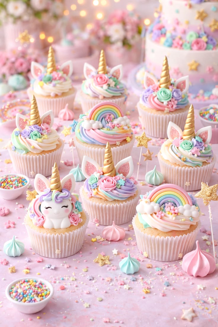Unicorn Rainbow Cupcakes