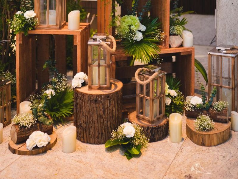 Rustic Wooden Elements with Greenery
