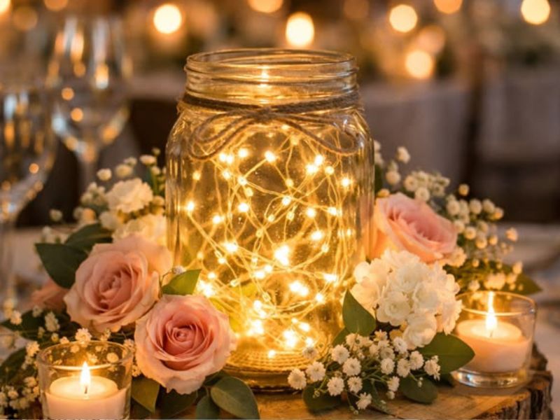 Fairy Lights Woven Around the Centerpiece