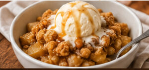 Hot Apple Crumble with Vanilla Ice Cream