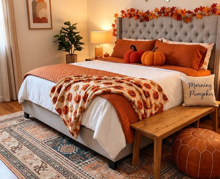 Make a Small Bedroom Feel Cozy for Fall.