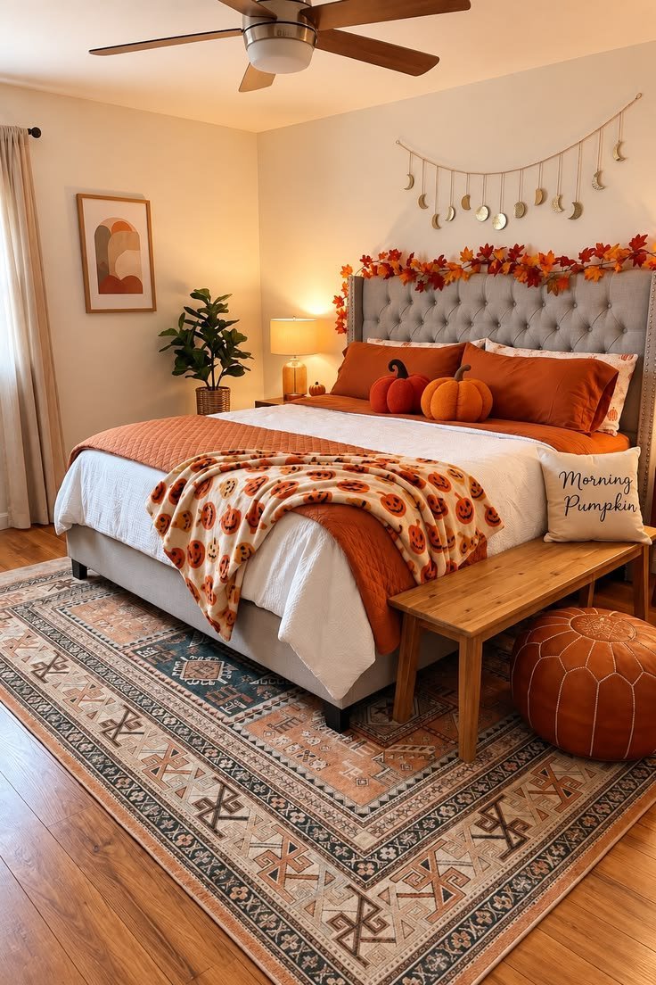 Make a Small Bedroom Feel Cozy for Fall.